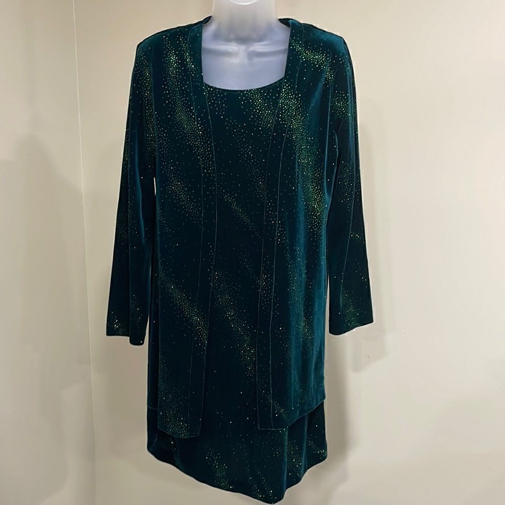 NWOT Teddy Evening Green Sparkly Dress and Jacket one piece.  Size 10P
